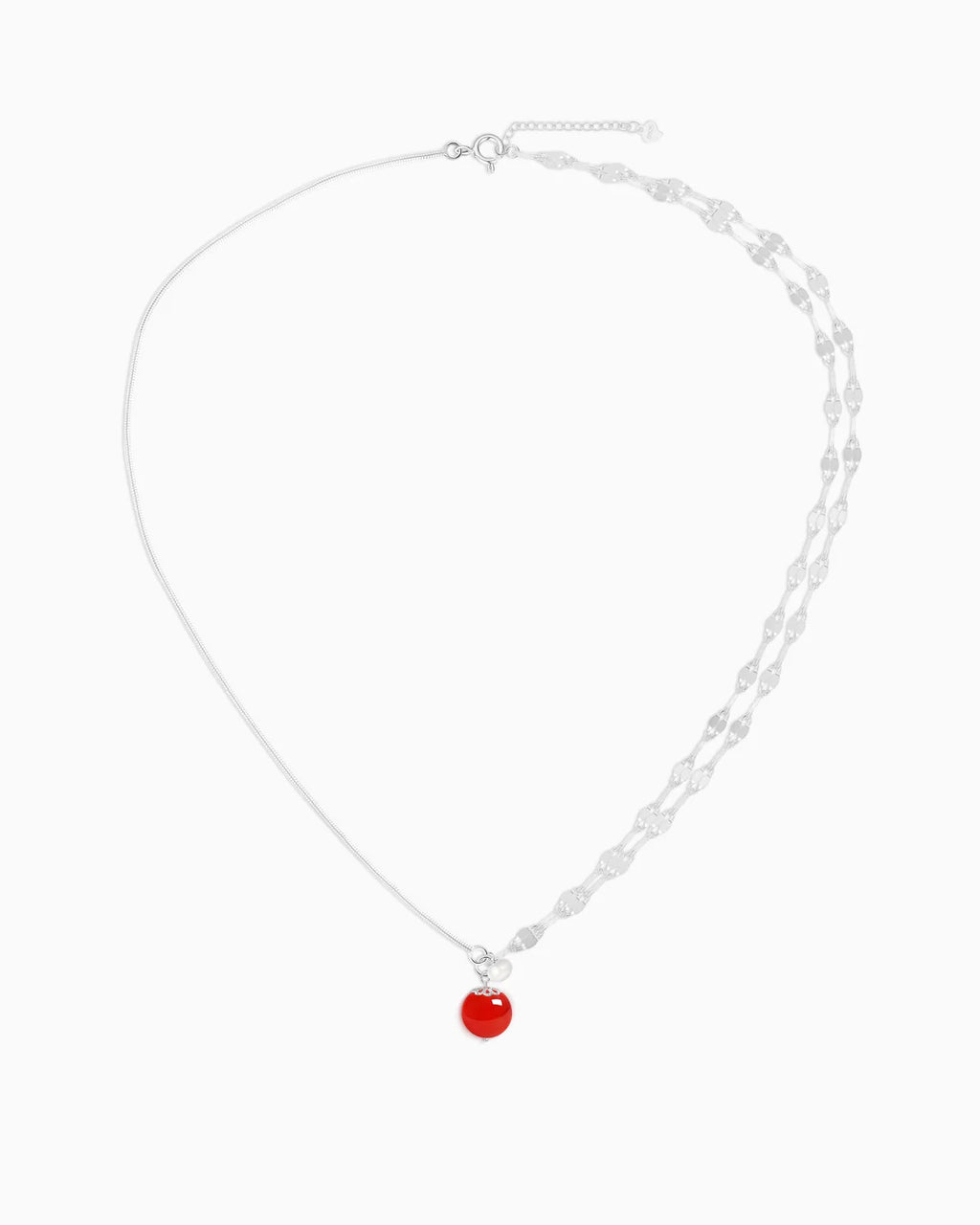 red agate mixed chain pendant necklace