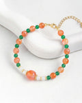 Orange & Green Agate Moonstone Focal Gold Bracelet – Warmth & Balance
