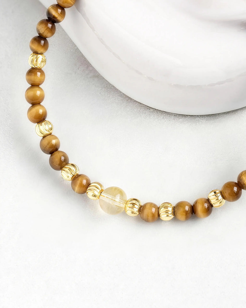 Tiger's Eye Citrine Gold Bracelet – Protection & Power