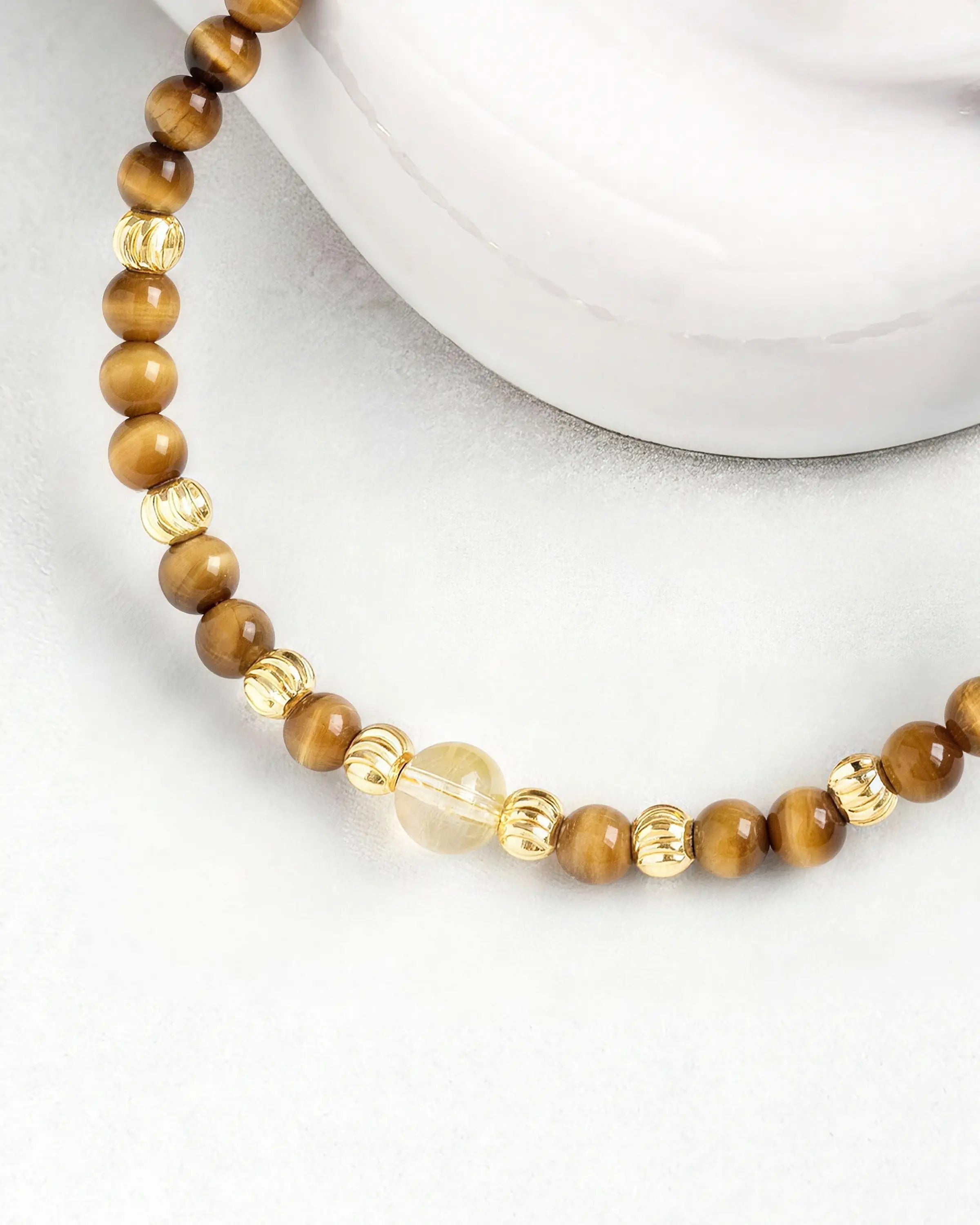 Tiger's Eye Citrine Gold Bracelet – Protection & Power