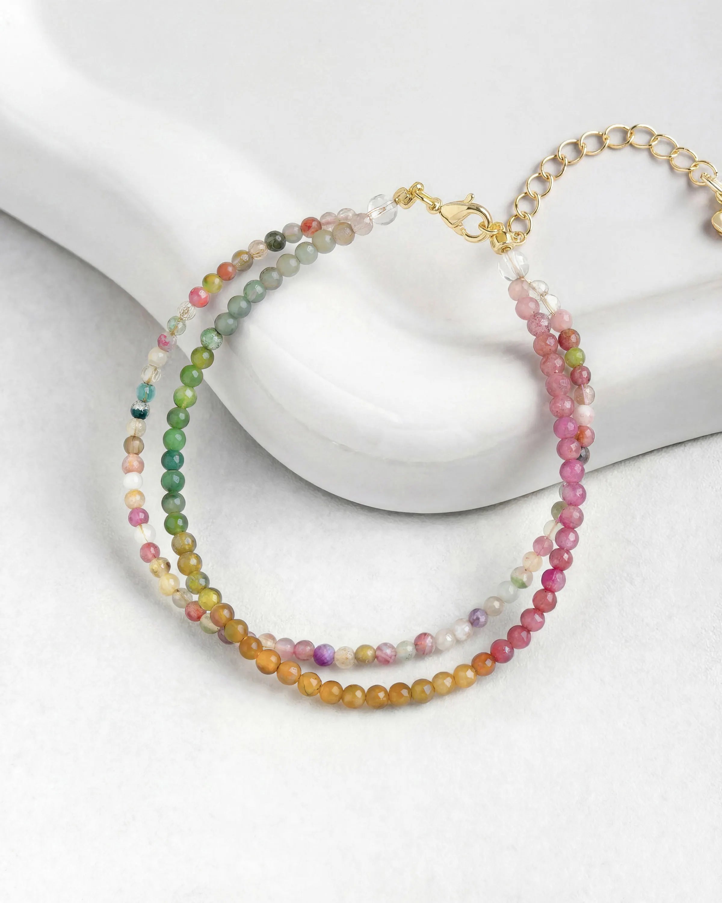 Rainbow Tourmaline Pre-layered Gold Bracelet – Love & Positivity