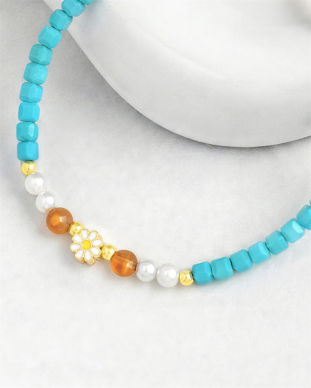 Turquoise Pearl Gold Plated Sterling Silver Bracelet